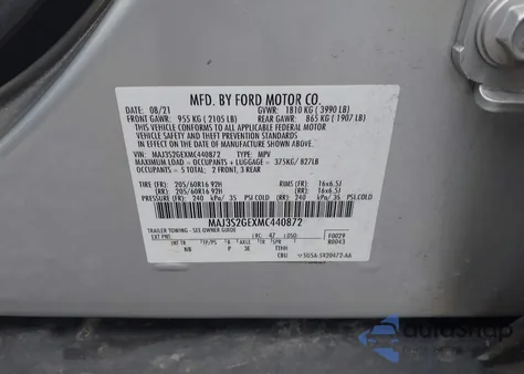 2021 Ford Ecosport Se z USA, uszkodzony, nr VIN MAJ3S2GEXMC440872